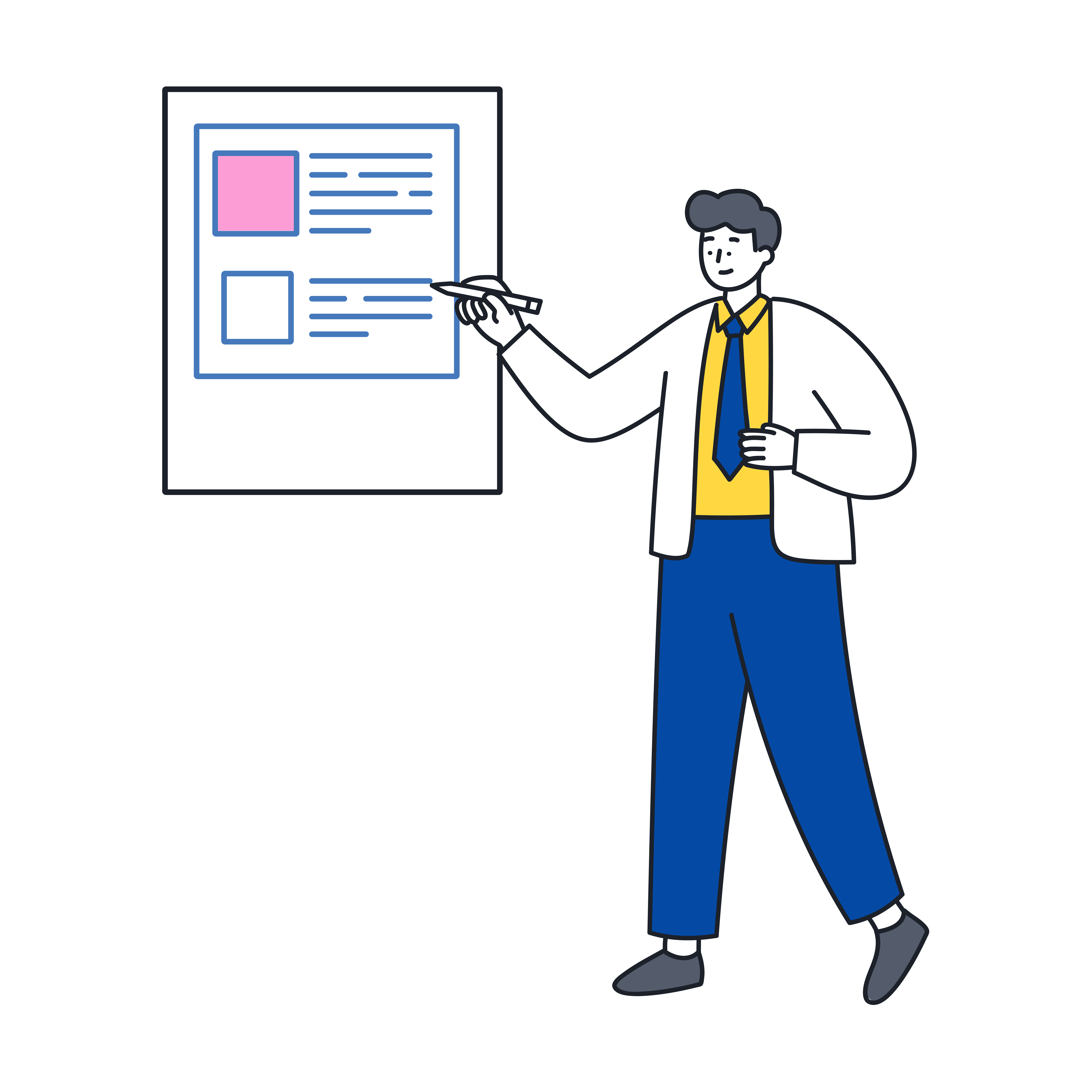 ボードで説明する人のイラスト
