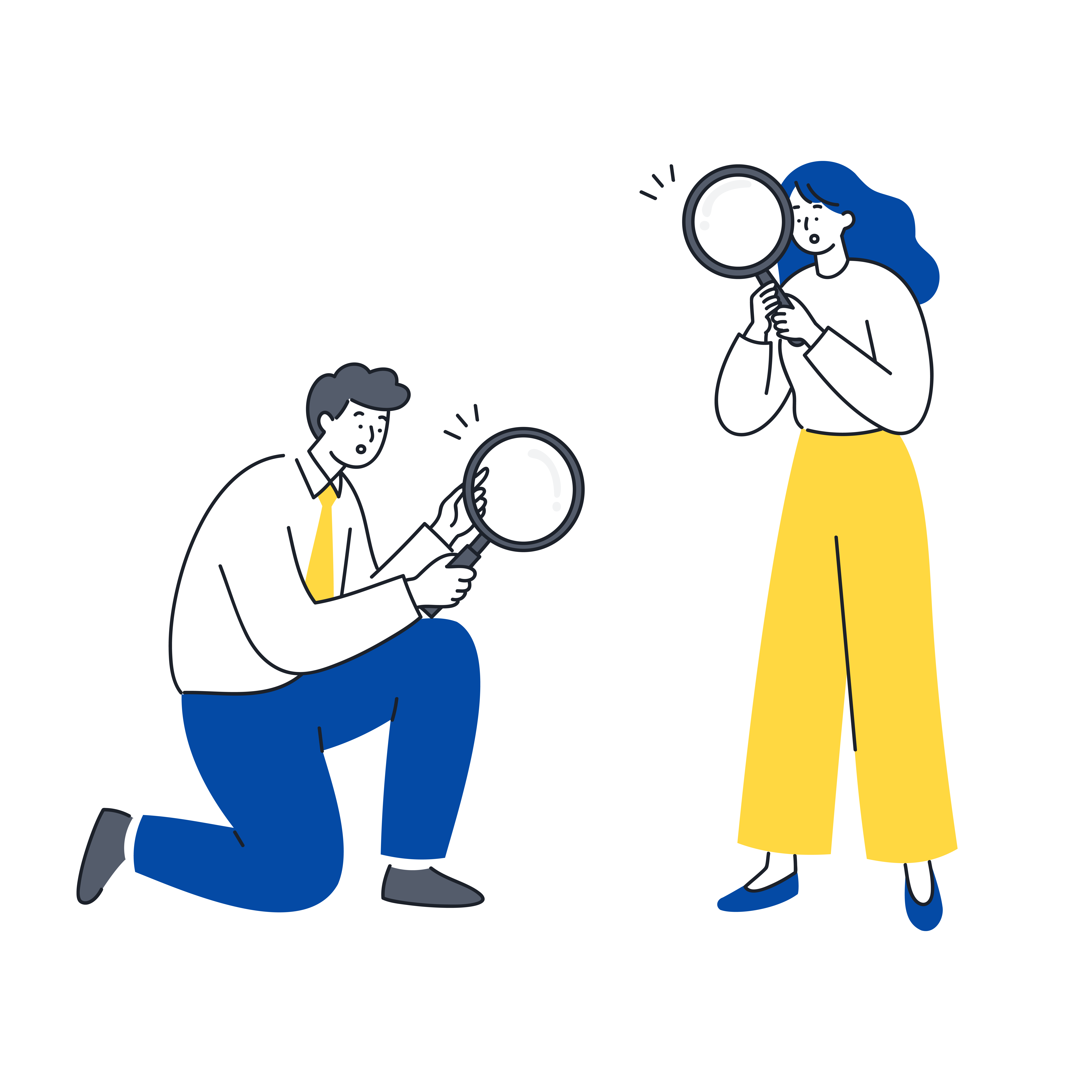 調べる2人のイラスト