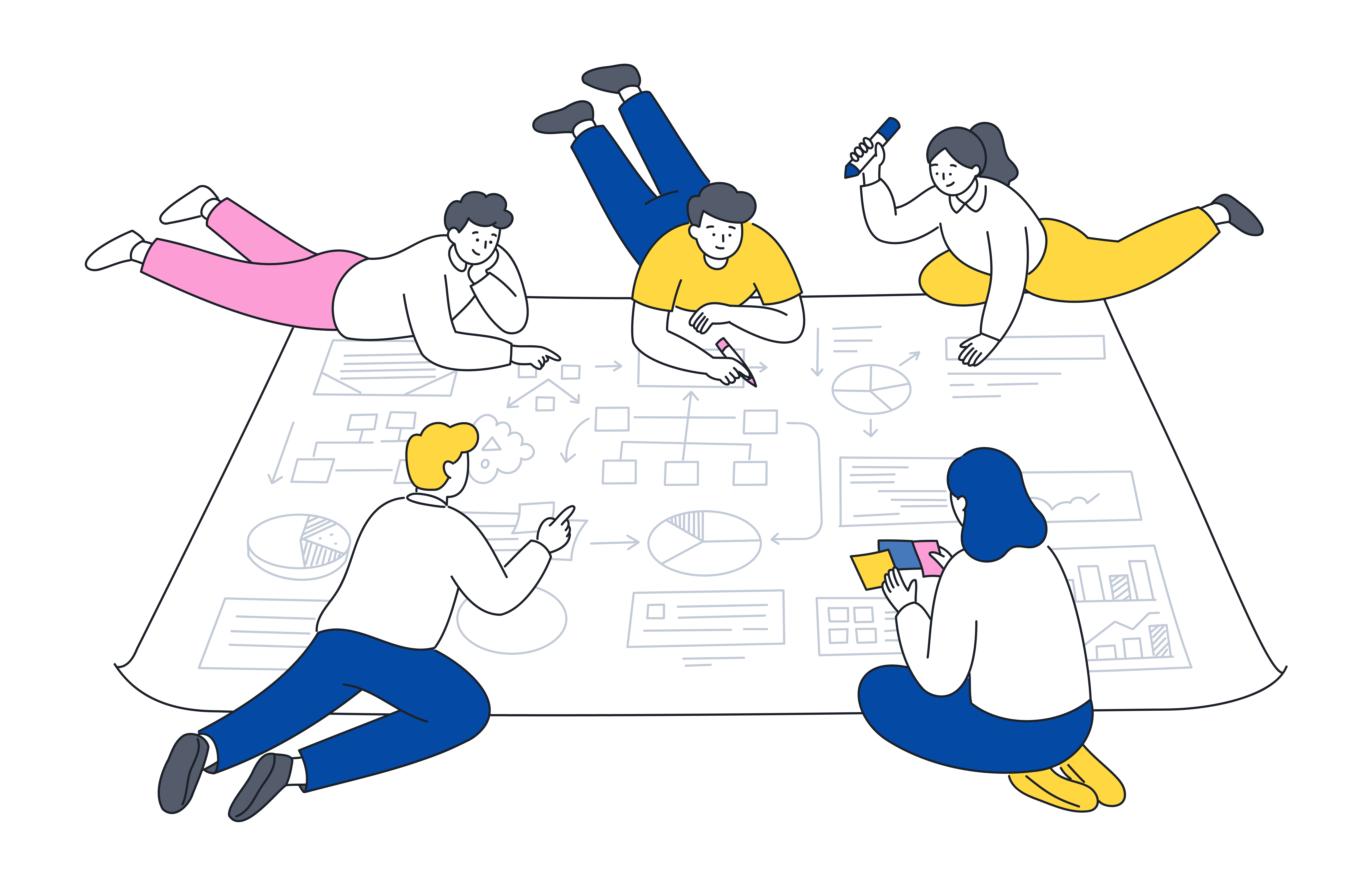 企画を練るチームのイラスト