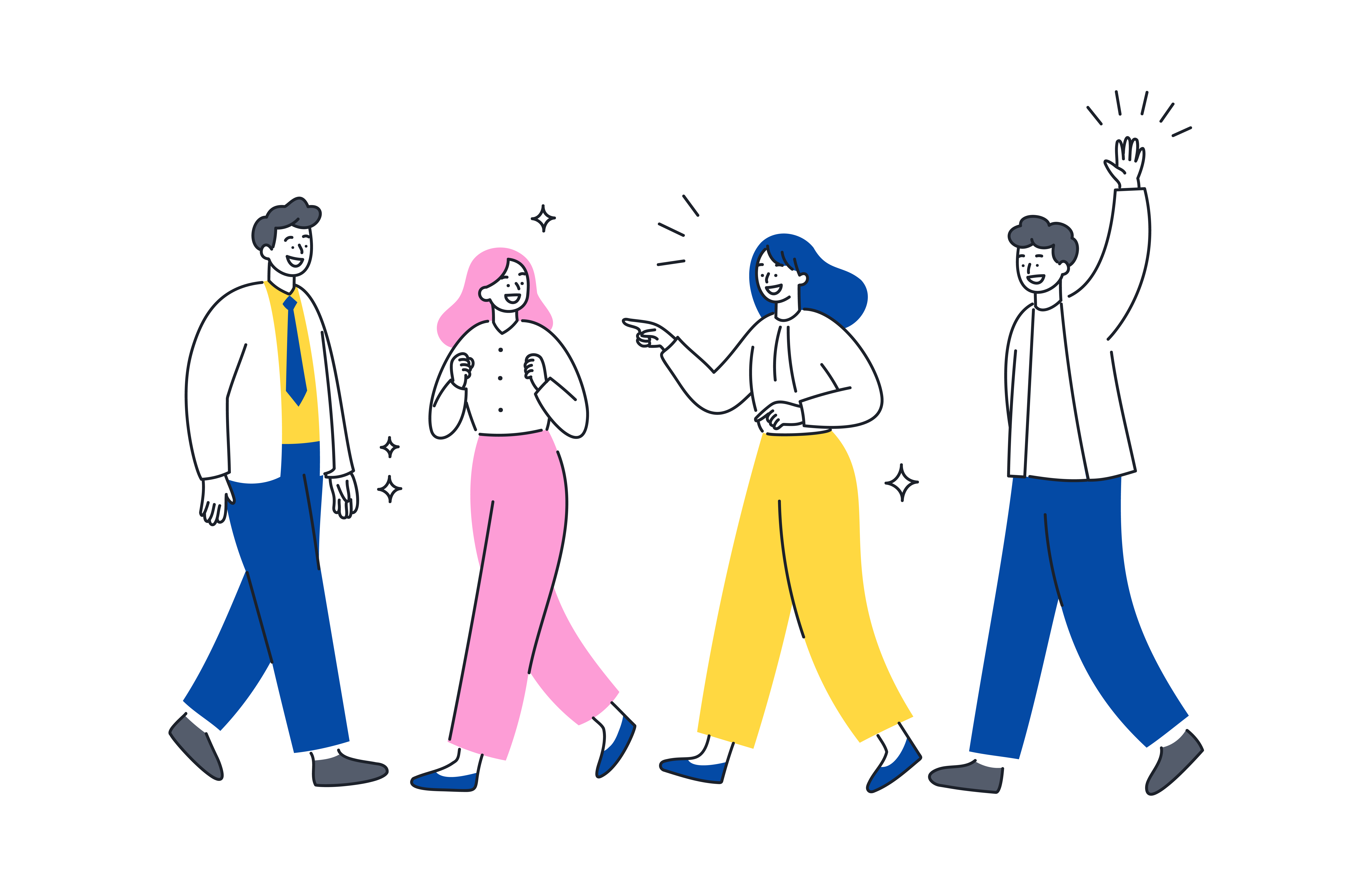 一緒に歩く仲間のイラスト